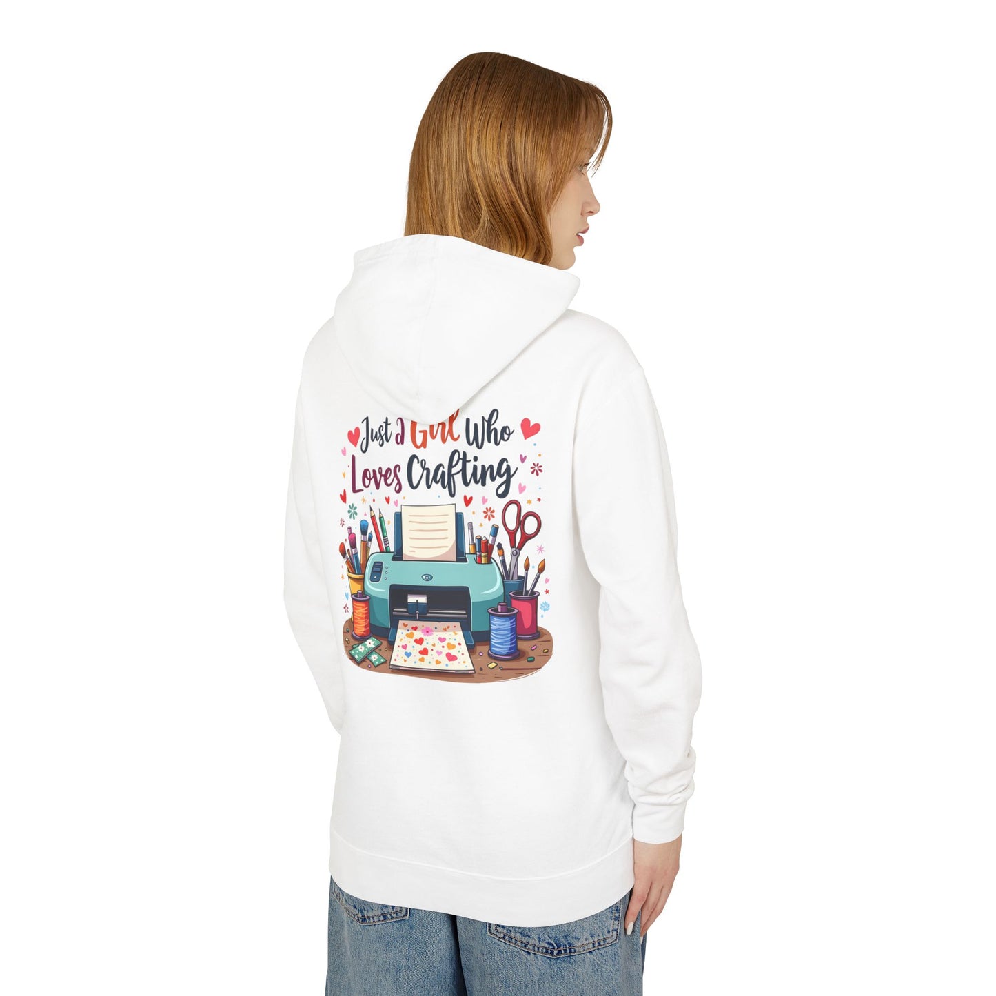 Unisex Crafting Hoodie, Just a Girl Who Loves Crafting Sweatshirt, Gift for Crafters, Artsy Clothing, DIY Enthusiasts Hoodie