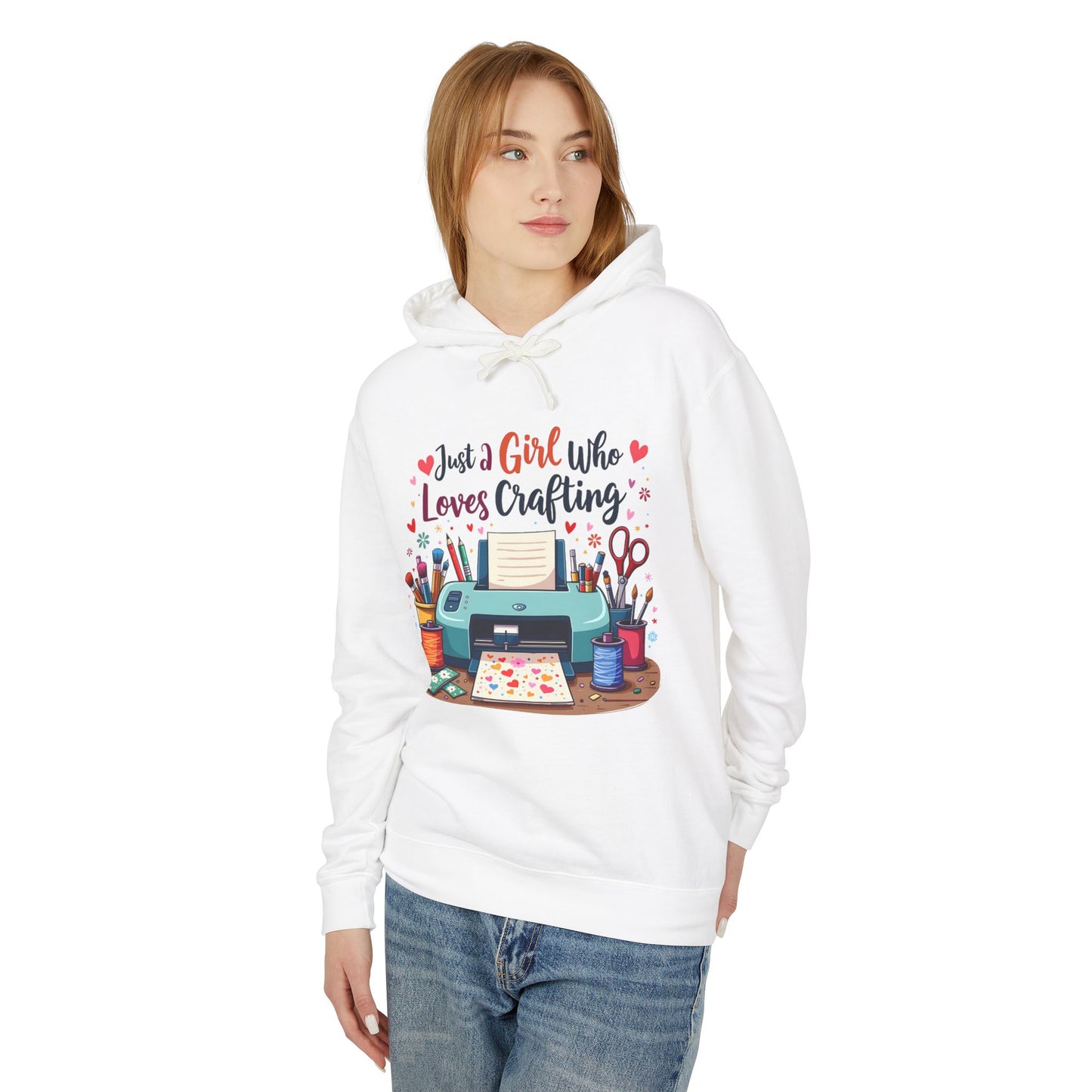Unisex Crafting Hoodie, Just a Girl Who Loves Crafting Sweatshirt, Gift for Crafters, Artsy Clothing, DIY Enthusiasts Hoodie